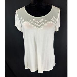 Daytrip Pieced Seafoam Mesh, Silver Sequins, Cream Top, Womens, The Buckle, Med